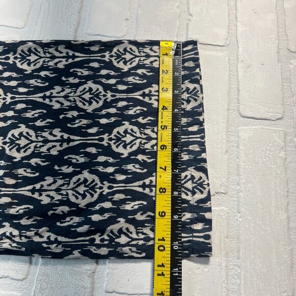 Zara Pants Womens Large Blue Off White Print Straight Leg Button Fly Lightweight - Picture 5 of 16